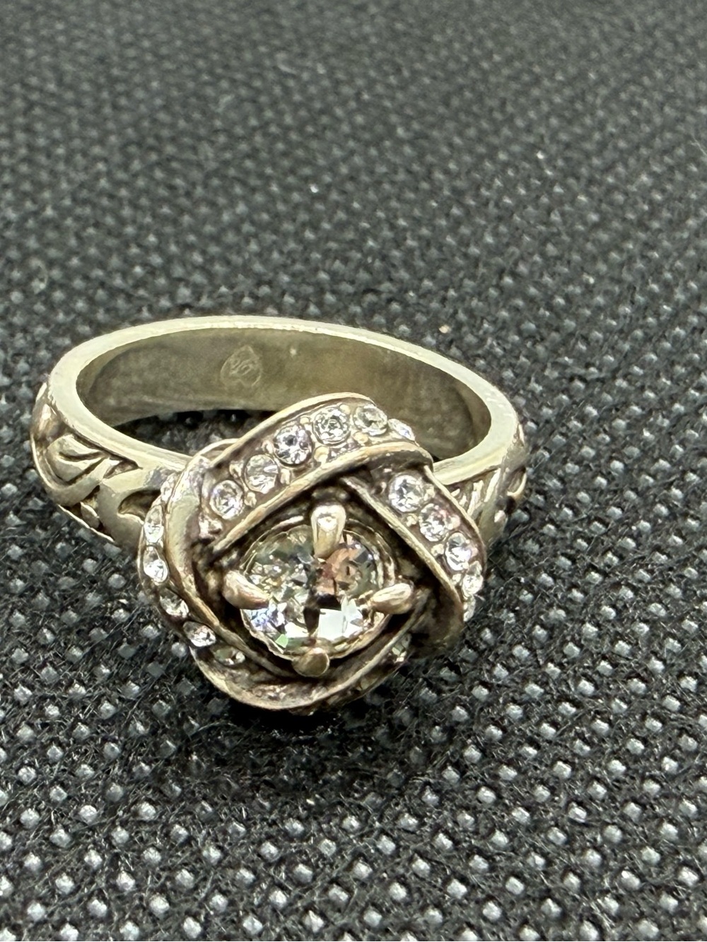 Brighton Silver-Tone Crystal Floral Ring - Clear